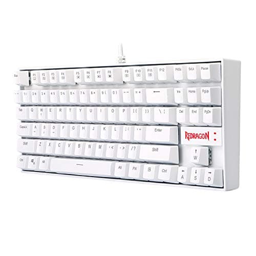 Redragon K552-N Mechanical Gaming Keyboard, 87 Keys, Tenkeyless, Compact Steel Construction with Cherry MX Blue Switches for Windows PC Gamer (No Backlight - White) image