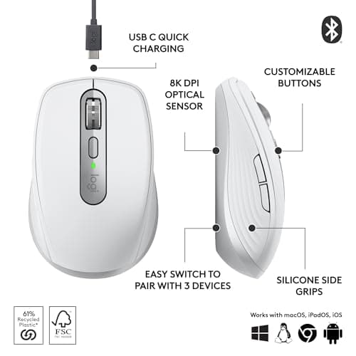 Logitech MX Anywhere 3S Wireless Bluetooth Wired Laser Mouse image
