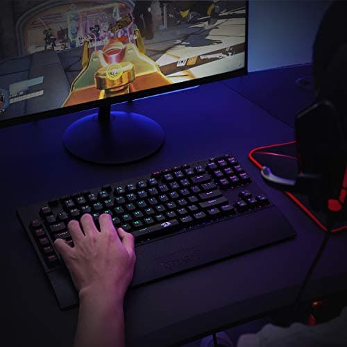 Redragon K596 Vishnu 2.4G Wireless/Wired RGB Mechanical Gaming Keyboard, 87 Keys TKL Compact Keyboard with 2400 mAh Battery, 10 Onboard Macro Keys & Wrist Rest, 10H Play Time, Red Switches image