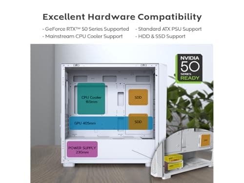 Montech X5M Micro ATX Mini Tower White with Tempered Glass Side Panel and USB 3.2 Gen 2x2 Type-C, USB 3.2 Gen 1 Type-A, USB 2.0 Type-A image