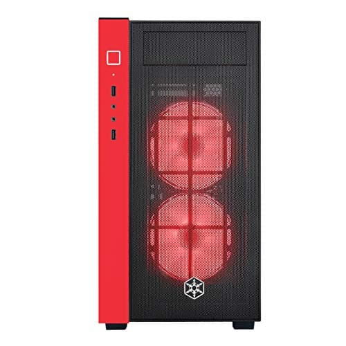 Silverstone RL08BR-RGB Black / Red Micro ATX Mini Tower Tempered Glass Side Panel image