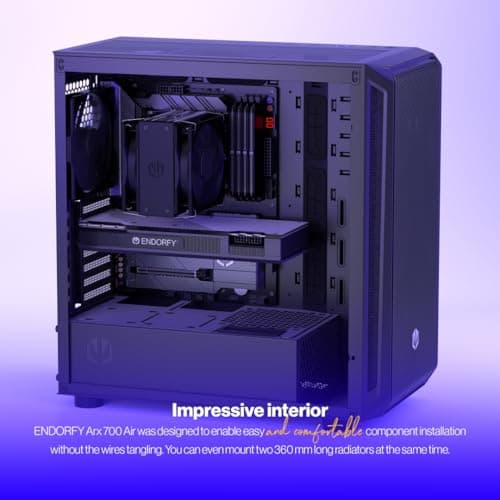 ENDORFY Arx 700 Air ATX Mid Tower Black with Tempered Glass Side Panel and USB 3.2 Gen 2 Type-C, USB 3.2 Gen 1 Type-A image
