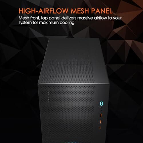 Vetroo AL-MESH-7C ATX Mid Tower Black Tempered Glass Side Panel and USB 3.2 Gen 2 Type-C / USB 3.2 Gen 1 Type-A image