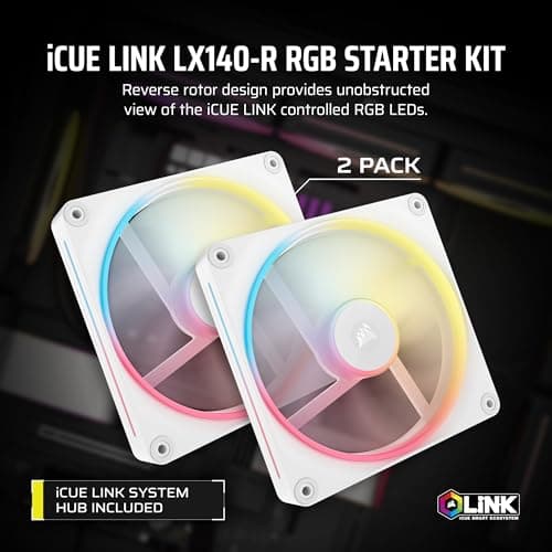 Corsair iCUE LINK LX140-R 140mm White RGB PWM 90 CFM 2-Pack image