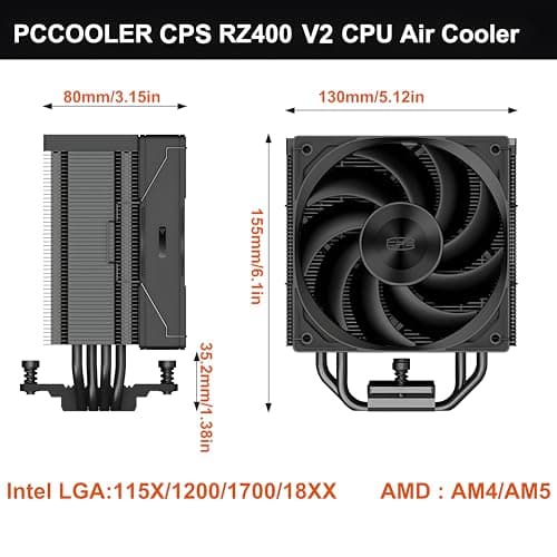 PC Cooler RZ400 V2 Air 155mm 86.73 CFM Black image