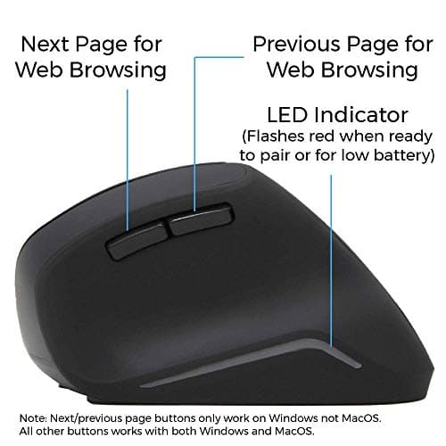 HumanCentric Wireless Ergonomic Mouse - Bluetooth Vertical Mouse with Adjustable DPI for Computers, Laptops, Macs/Macbooks, and PCs image