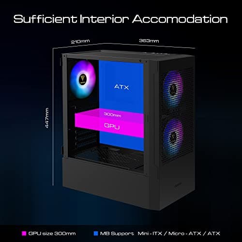 GAMDIAS TALOS E3 MESH ATX Mid Tower Black with Tempered Glass Side Panel image