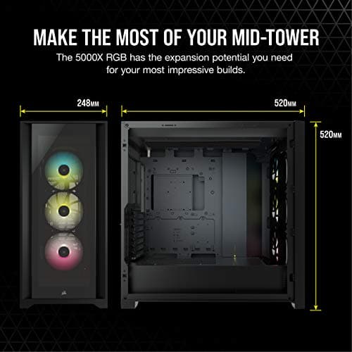 Corsair iCUE 5000X RGB ATX Mid Tower Black Tempered Glass Side Panel image