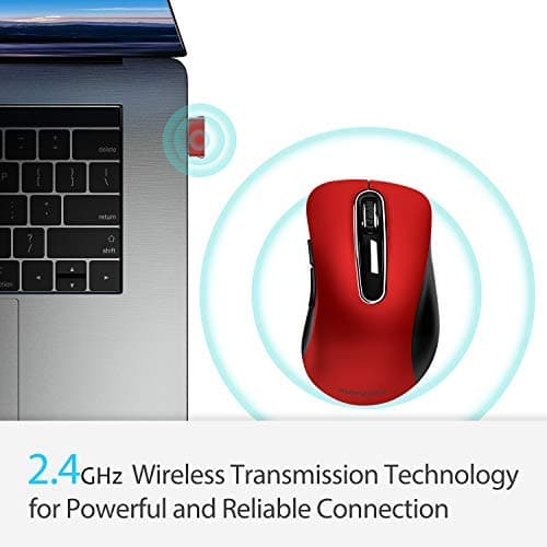 Memzuoix 2.4G Wireless Mouse, Portable Mobile Optical Mouse with USB Receiver, 1,000 DPI Ergonomic Cordless Mouse, 5 Buttons for Notebook, PC, Laptop, Computer and MacBook image