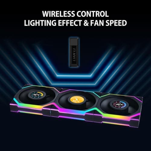 Lian Li UNI FAN SL Wireless LCD 120mm Black Addressable RGB PWM 51.45 CFM 3-Pack image
