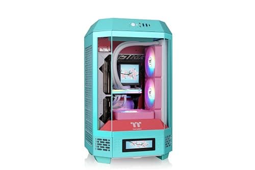 Thermaltake The Tower 250 Mini-ITX Tower Blue / Pink with Tempered Glass Side Panel, USB 3.2 Gen 2 Type-C, USB 3.2 Gen 1 Type-A, and Dimensions 300 x 281 x 506 image