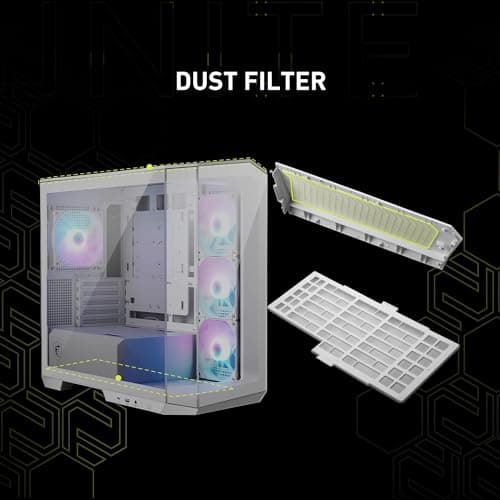 MSI MAG PANO M100R PZ Micro ATX Mid Tower White with Tempered Glass Side Panel and USB 3.2 Gen 2x2 Type-C / USB 3.2 Gen 1 Type-A image