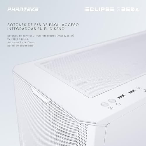 Phanteks Eclipse G360A ATX Mid Tower White Tempered Glass Side Panel image