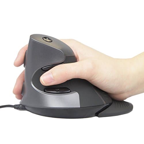 J-Tech Digital Scroll Endurance Wired Mouse Ergonomic Vertical USB Mouse with Adjustable Sensitivity (600/1000/1600 DPI), Removable Palm Rest & Thumb Buttons - Reduces Hand/Wrist Pain (Wired) image