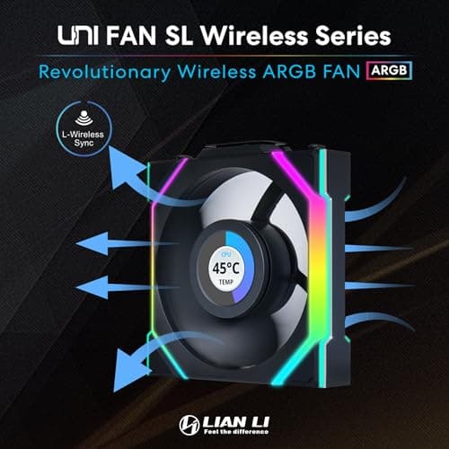 Lian Li UNI FAN SL Wireless LCD 120mm Black Addressable RGB PWM 51.45 CFM 3-Pack image