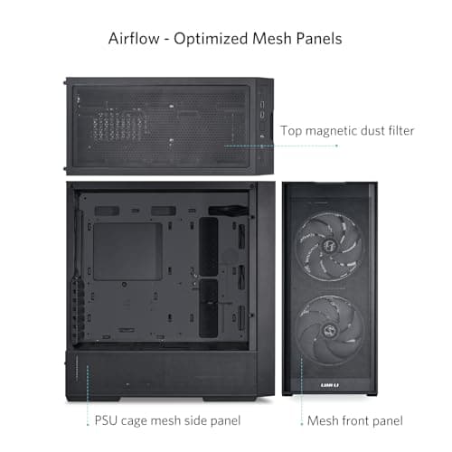 Lian Li LANCOOL 206 ATX Mid Tower Black with Tempered Glass Side Panel and USB 3.2 Gen 1 Type-C / USB 3.2 Gen 1 Type-A image
