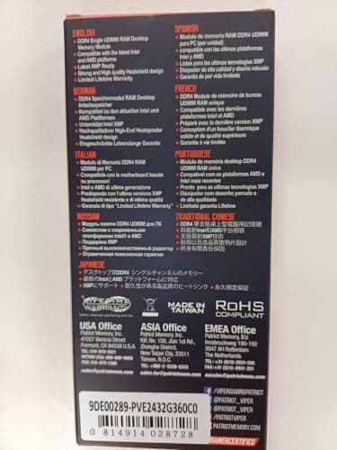 Patriot Viper Red / Black DDR4-3600 CL20 32GB (1x32GB) image