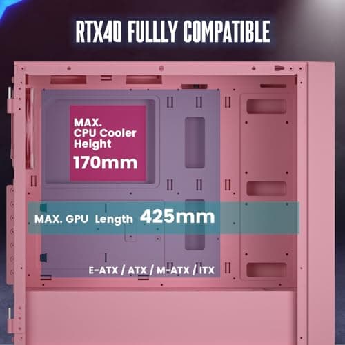 Vetroo AL800 ATX Mid Tower Pink Tempered Glass Side Panel image