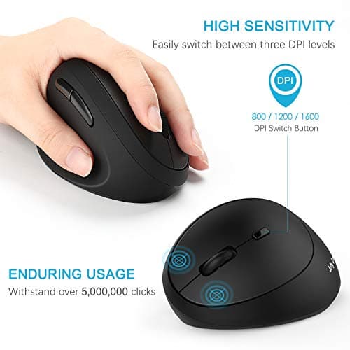 Left-Handed Mouse, Jelly Comb Wireless 2.4GHz Left Hand Ergonomic Vertical Mouse with USB Receiver, Sensitive and Quiet Click MV09E image