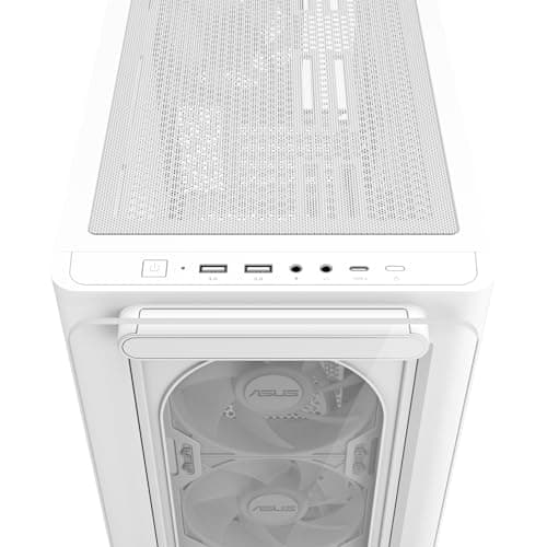 Asus A23 PLUS Micro ATX Mid Tower White Tempered Glass Side Panel, USB 3.2 Gen 2 Type-C, USB 3.2 Gen 1 Type-A image