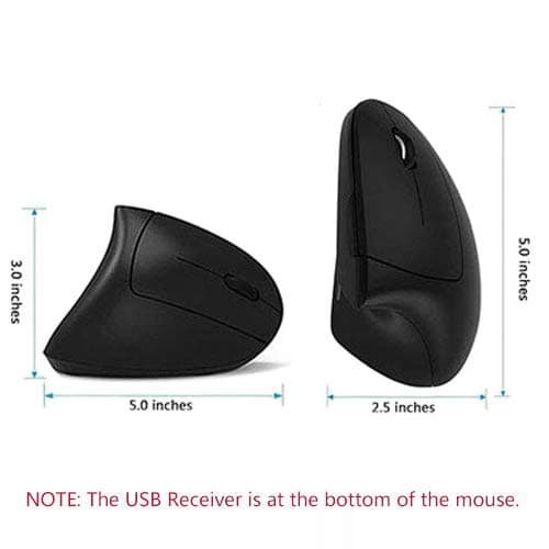 Ergonomic Wireless Mouse, Acedada Rechargeable 2.4G USB Wireless Vertical Ergonomic Mouse, 800/1200 /1600 DPI, for Laptop, Desktop, PC, Computer, Notebook - Black image
