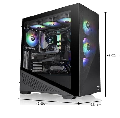 Thermaltake Divider 370 ATX Mid Tower Black Tempered Glass Side Panel ARGB image