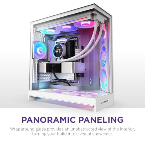 NZXT H9 Flow RGB (2025) ATX Mid Tower White with Tempered Glass Side Panel and USB 3.2 Gen 2x2 Type-C USB 3.2 Gen 1 Type-A Front Panel image