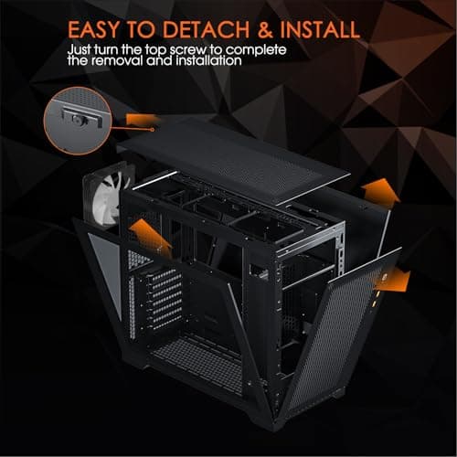 Vetroo AL-MESH-7C ATX Mid Tower Black Tempered Glass Side Panel and USB 3.2 Gen 2 Type-C / USB 3.2 Gen 1 Type-A image