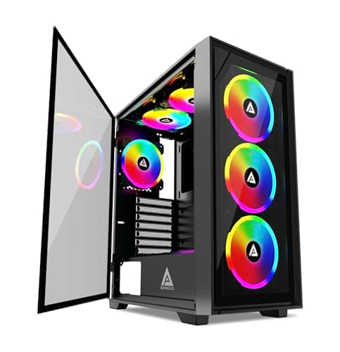 Apevia Genesis Pro ATX Mid Tower Black with Tempered Glass Side Panel and USB 3.2 Gen 1 Type-C, USB 2.0 Type-A image
