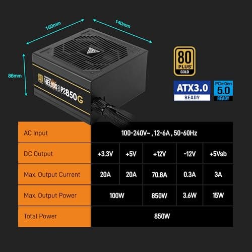 GAMDIAS HELIOS P2-850G 850W Non-Modular 80+ Gold Certified ATX image