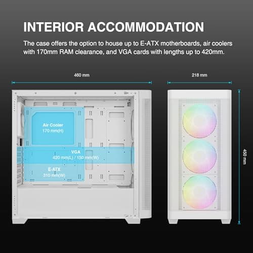 GAMDIAS ATHENA M3 ATX Mid Tower White Tempered Glass Side Panel image
