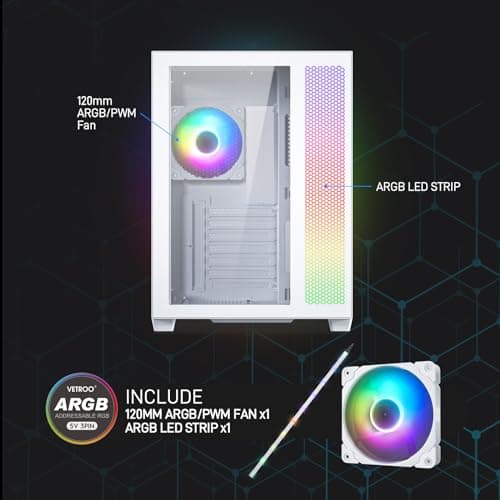 Vetroo AL700 ATX Mid Tower White Tempered Glass image