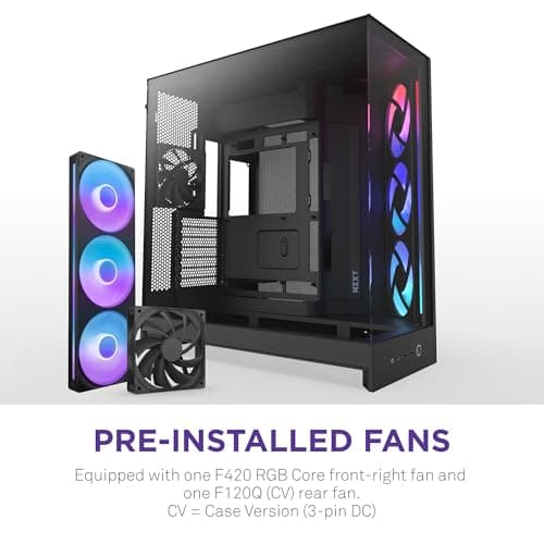 NZXT H9 Flow RGB (2025) ATX Mid Tower Black Tinted Tempered Glass USB 3.2 Gen 2x2 Type-C USB 3.2 Gen 1 Type-A image
