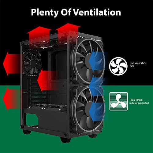 Gamemax Black Hole Black USB3.0 Tempered Glass ATX Mid Tower Gaming Computer Case w/2 x 200mm ARGB Ring Fan x Front and 1 x 120mm ARGB Ring Fan x Rear (Pre-Installed) image