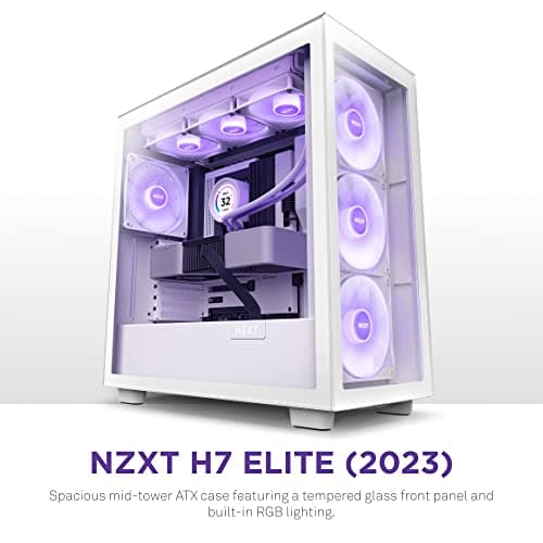 NZXT H7 Elite (2023) ATX Mid Tower White with Tempered Glass Side Panel, USB 3.2 Gen 2x2 Type-C, USB 3.2 Gen 1 Type-A image