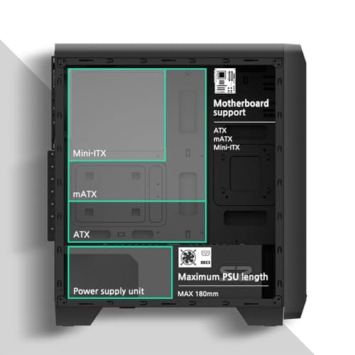 Zalman S2 ATX Mid Tower Black with Tempered Glass Side Panel and USB 3.2 Gen 1 Type-A, USB 2.0 Type-A image