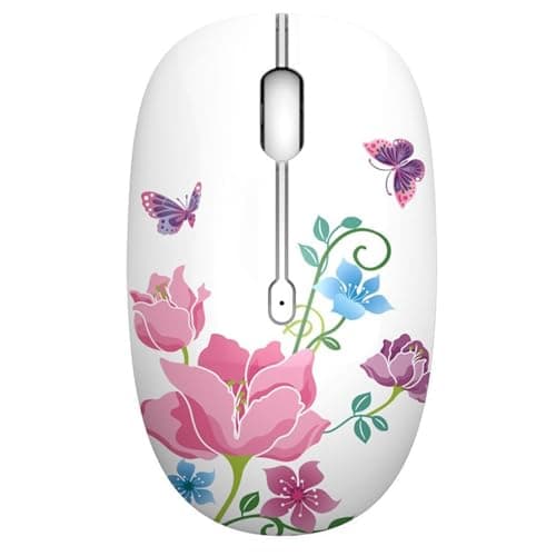 TENMOS M101 Wireless Mouse Cute Silent Computer Mice with USB Receiver, 2.4G Optical Wireless Travel Mouse 1600 DPI Compatible with Laptop, Notebook, PC, Computer (Butterfly) main image