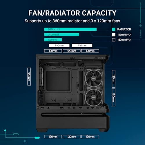 Asus Prime AP202 Micro ATX Mid Tower Black with Tempered Glass Side Panel and USB 3.2 Gen 2x2 Type-C, USB 3.2 Gen 1 Type-A image