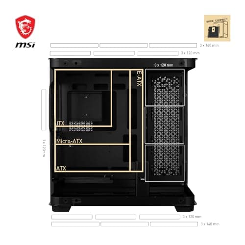MSI MEG MAESTRO 700L PZ ATX Mid Tower Black Tempered Glass Side Panel USB 3.2 Gen 2x2 Type-C USB 3.2 Gen 1 Type-A image