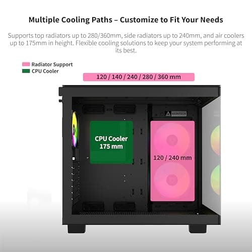 Montech KING 65 PRO ATX Mid Tower Black with Tempered Glass Side Panel and USB 3.2 Gen 2 Type-C, USB 3.2 Gen 1 Type-A image