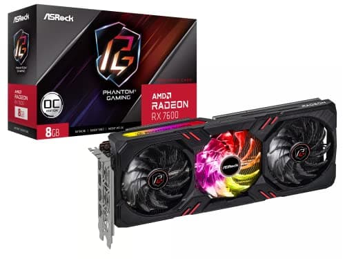 ASRock Radeon RX 7600 Phantom Gaming OC 8GB GDDR6 Black main image
