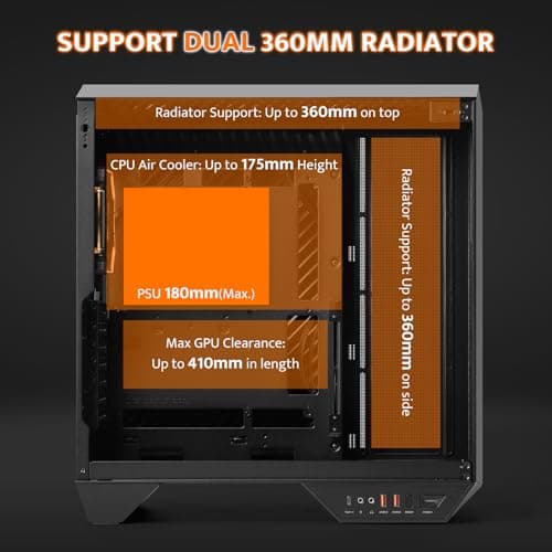 darkFlash DY470 ATX Mid Tower Black Tempered Glass, USB Type-C and Type-A image