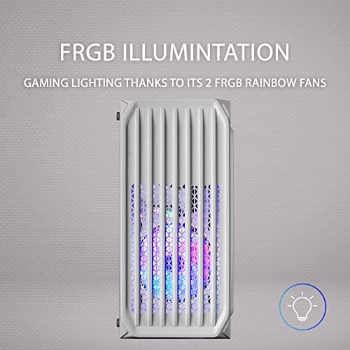 Mars Gaming MC-S2 ATX Mid Tower White with Acrylic Side Panel, USB 2.0 Type-A Front Panel, and 300 x 185 x 351 Dimensions image