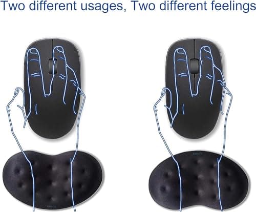 BRILA Ergonomic Memory Foam Mouse Wrist Rest Support Pad Cushion for Computer, Laptop, Office Work, PC Gaming - Massage Holes Design - Wrist Pain Relief (Black Mouse Wrist Rest) image