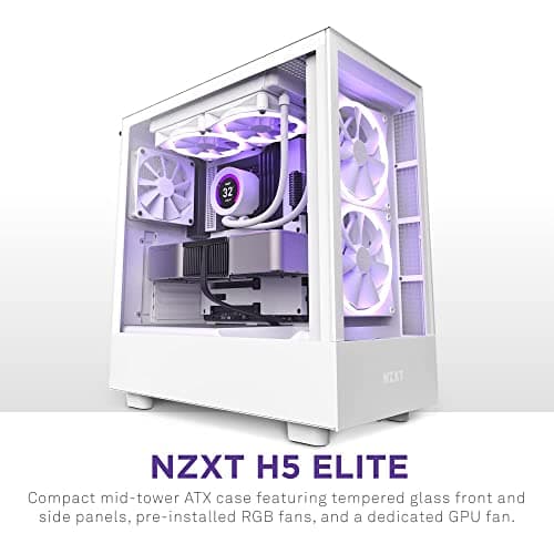 NZXT H5 Elite ATX Mid Tower White Tempered Glass image