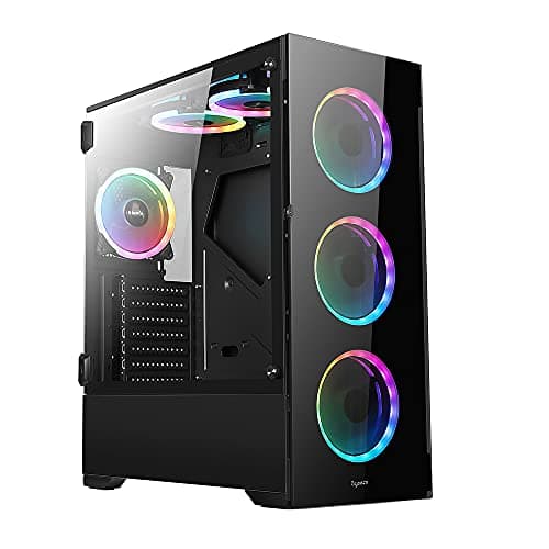 BGears b-Voguish ATX Mid Tower Black with RGB, Tempered Glass Side Panel, USB 3.2 Gen 1 Type-A, USB 2.0 Type-A image