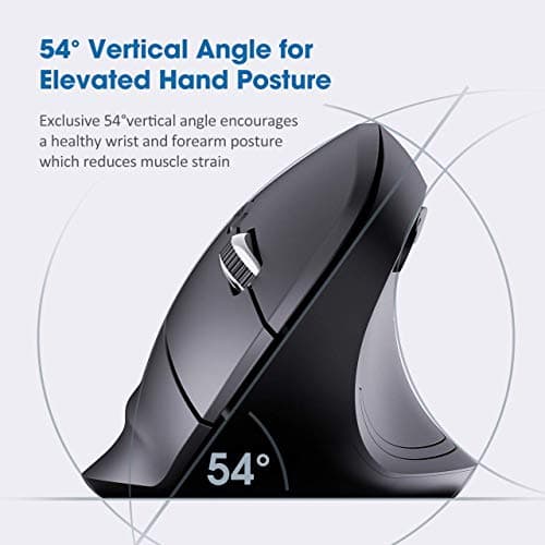 VicTsing Ergonomic Mouse, 2019 Upgraded Vertical Wireless Mouse 2.4G Optical Mouse-Reduce Wrist Pain , 6 Buttons 4 Adjustable DPI 1000/1600/2000/2400 Levels, Better Performance for PC, Desktop, Laptop image