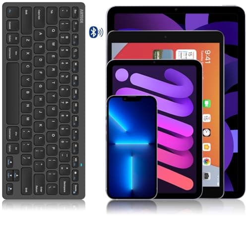 Arteck Ultra-Slim Bluetooth Keyboard Compatible with iPad 10.2-inch/iPad Air/iPad 9.7-inch/iPad Pro/iPad Mini, iPhone and Other Bluetooth Enabled Devices Including iOS, Android, Windows, Black image