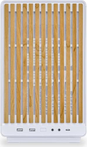  Lian Li A3-mATX Micro ATX Mini Tower White / Brown Wood with Tempered Glass Side Panel image