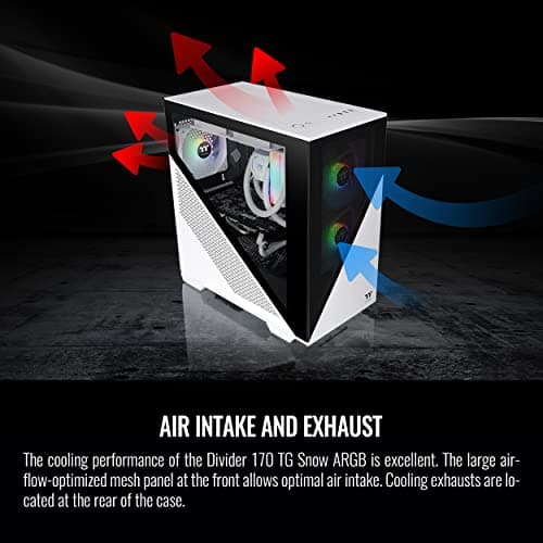 Thermaltake Divider 170 TG Snow ARGB Micro ATX Mid Tower White / Black Tempered Glass image